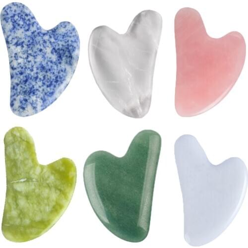 Natural Multiple Colorful Raw Materials Tightening Beauty Face Body Skin Scraper Guasha Scratch Board Massager Crystal Tool