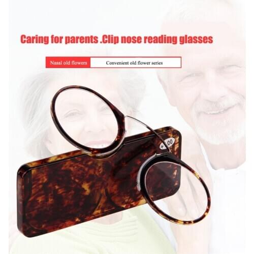Nose Resting Reading Glasses +1.0 to +3.5 Portable SOS Wallet Reader clip on Mini reading glasses with case Prescription Glasses