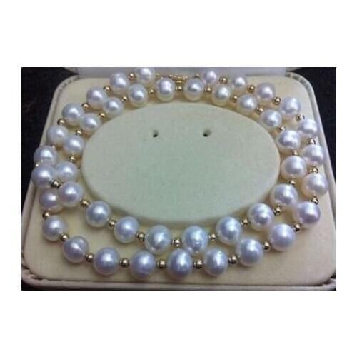 REAL NOBLEST AAA+ 9-10MM AKOYA WHITE NATURAL PEARL NECKLACE 32"
