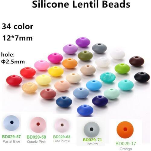 Chengkai 50pcs 12*7mm BPA Free Silicone Lentil Teether Beads DIY Baby Pacifier Abacus Chewing Jewelry Toy Gift Accessories