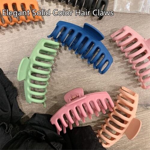1pcs Simple Korean Solid Color Hair Claws Elegant Frosted Acrylic Hair Clips Women Girls Hairpins Hair Accessories Large Size