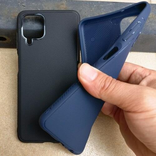 Anti-Skid Matte Frosted Silicone Case For Samsung Galaxy A12 Soft TPU twilled twill Stripe Back Cover