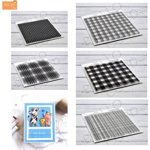 Checkered Pattern Clear Silicone Stamps Stencil for DIY Scrapbooking Photo Album Decorative Transparent Stamp Sheets 2021 New
