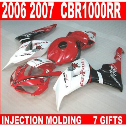 Factory outlet for HONDA CBR1000RR fairings ABS plastic glossy red white black fairing set 06 07 cbr 1000rr UNG96