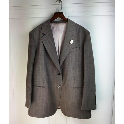 Womens Stripes Blazer Coat Early Autumn Ladies Badge Decoration Single Breasted Thin Long Sleeve Straight Office Wear Suit Coat