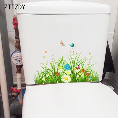 ZTTZDY 27.9CM×17.6CM Bush butterfly Flower Kids Room Wall Decoration Stickers Creative Toilet Decals T2-0883