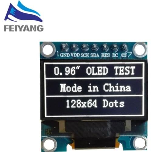 10pcs 7 pin-0.96"White/Blue/Yellow blue OLED module 0.96 OLED New 128X64 OLED LCD LED Display Module 0.96" SPI Communicate