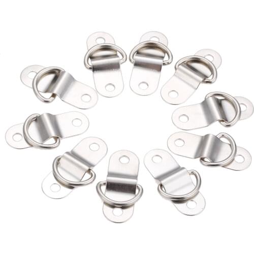 10Pcs Metal Flat Seamless D Ring Button Garment Buckle Bags Hardware Fitting Boat Trailers Lashing Strap D Ring Tie Down Hook