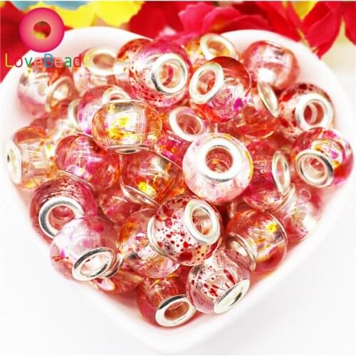 10Pcs Handmade Acrylic Resin Murano Charms Big Hole European Beads Fit Bracelet Chain Jewelry Making Women Girls DIY Hair Beads