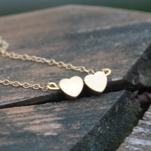 12pcs/lot Fashion contracted gold smooth metal heart bracelet Hand double heart