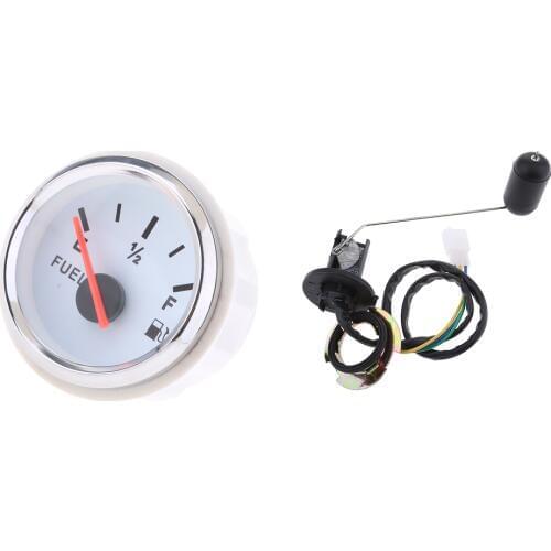 2 inch 52mm Marine Electric Dash Mounted Fuel Lever Gauge & Sensor - E-1/2-F Indicating Range (33 to 240 Ohms)