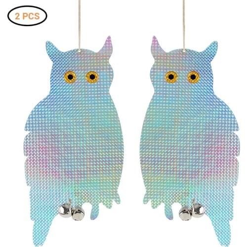2pc Owl Bird Repellent Control Scare Device Holographic Reflective Fake Owl Scares Bird Repellent Garden Supplies