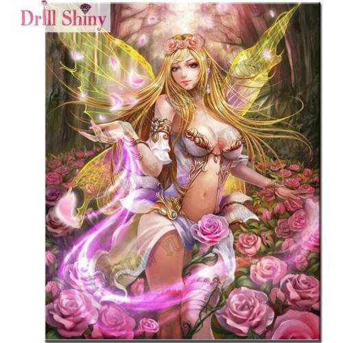 3D DIY Diamond Painting Cross Stitch girl butterfly Full 5D Diamond embroidery fairy rose Diamond mosaic picture home Decorative