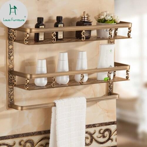 Louis Fashion European Space Aluminum Antique Bathroom Bathroom Hardware Pendant Cosmetic Rack Towel