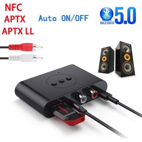 Blue-tooth 5.0 Audio Receiver U Disk RCA 3.5mm AUX Jack Stereo Music Wireless Adapter With Mic For Car Speaker Headphone Auto ON
