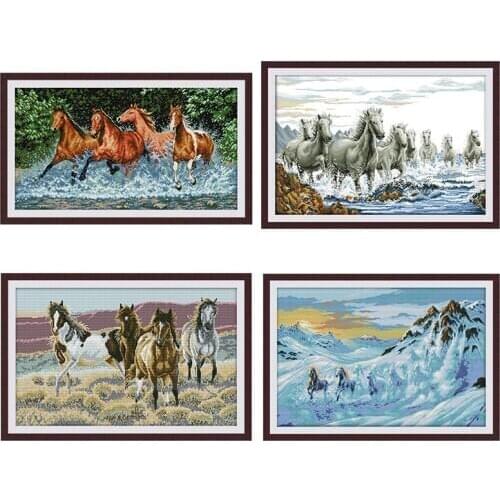 Running horse animal horse pattern cross stitch kits 14ct canvas printing DIY embroidery kits modern home decoration painting