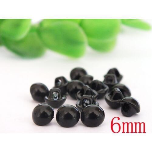 Free shipping!!! 6mm Black plastic Dome half loop eyes 100 pairs sew on doll