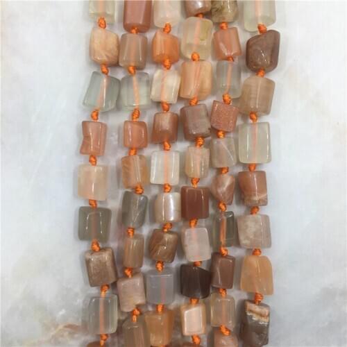 Natural Sun Stone Beads Column Shape Moon Stone Loose Spacer Beads For DIY Jewelry Making Accessories 15''Inches
