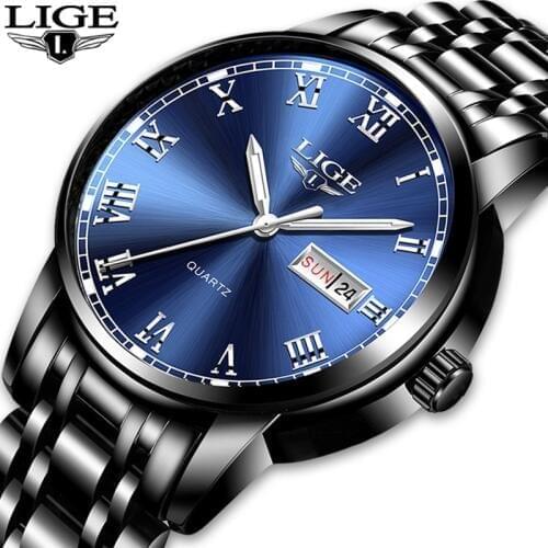 Relogio Masculino LIGE Mens Watches Stainless Steel Waterproof Watch Top Brand Luxury Fashion Business Clock Male Quartz Watches