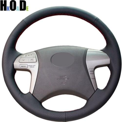Black Artificial Leather Hand-stitched Car Steering Wheel Cover for Toyota Highlander 2009-2013 Fortuner 2015 Camry 2009-2011