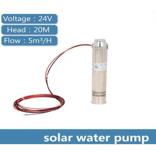 DC 24V Brushless Solar Water Pump 5000L/H 20m Head Submersible Deep Well Pump