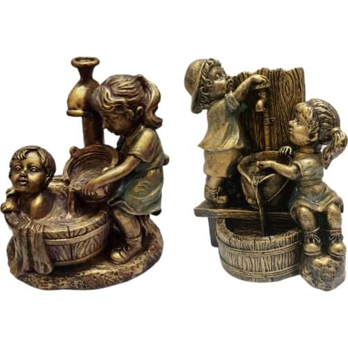 Children Kids Garden Statue Boy and Girl Sculpture for Lawn Decorations