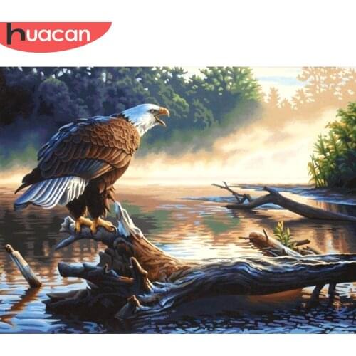 HUACAN Mosaic Painting Diamond Embroidery Animals Full Square/Round Drill 5D DIY Diamond Painting Bald Eagle Decoration Home