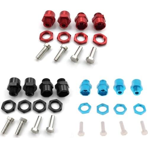 HX5D 4Pcs 12mm -17mm Extension Wheel Hex Hub Adapter for 1/10 RC Model Car Conversion Dark Blue/Black/Red