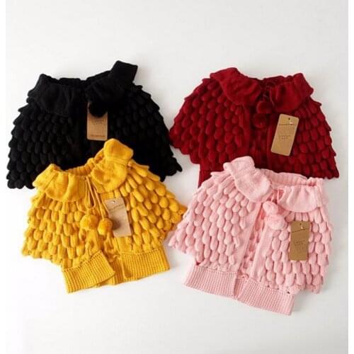 Girl Cardigan Spring Autumn Knitting Wool Bat Sleeve Pineapple Sweater Kids Coat Baby Clothes 2-6Y E13404