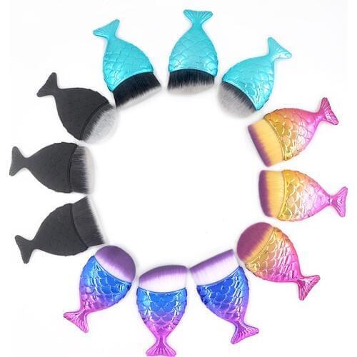 Mermaid Makeup Brush Powder Brush Foundation Brush Blusher Brush Portable Fishtail Make Up Brushes