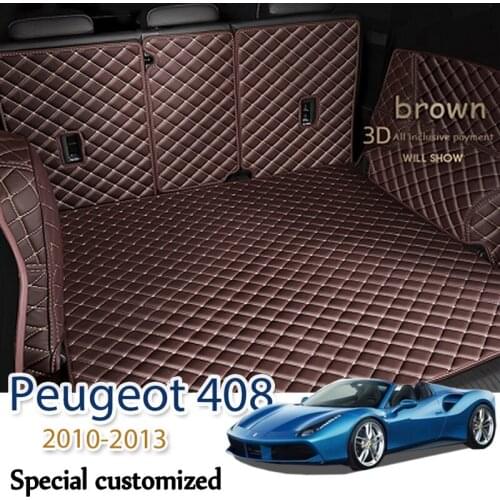 The Trunk Cargo Leather Liner Car Boot Liner Cargo Compartment Floor Carpet Mud For Peugeot 408 2010-2013