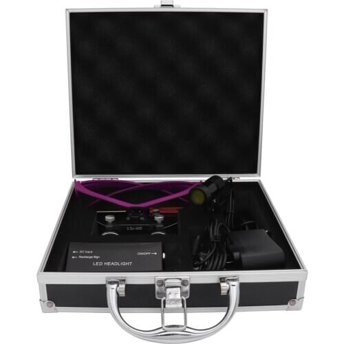3.5x420mm Purple Dental Loupe Magnification Binocular Dental Magnifier Surgery Surgical Magnifier 5W headlight with Filter