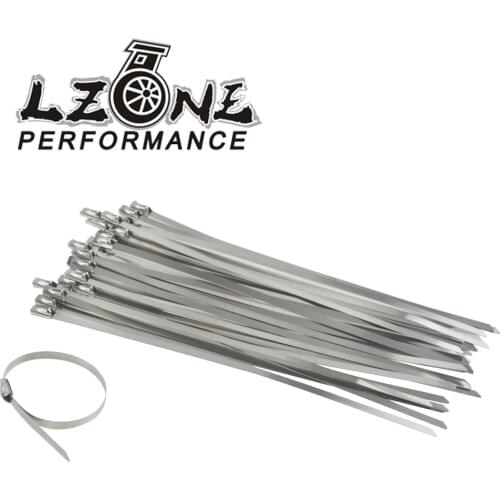 LZONE - 200mm x 12" / 300mm x 12" Stainless Steel Header Exhaust Wrap Self Locking Cable Zip Ties Straps 100PCS JR-SLS02/03