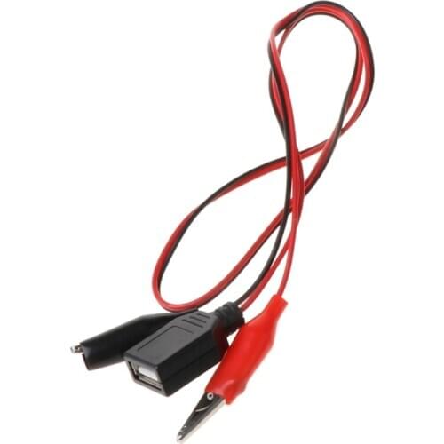 Copper Alligator Clips with Wire Female USB Connector Test Leads Crocodile Clamp
