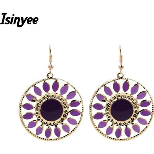 Fashion Enamel Sun Flower Dangle Earrings Hanging Earrings For Women Gold Earring Jewelry Gift Aretes De Mujer