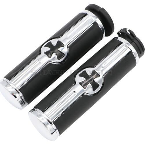 Motorcycle 1" 25mm Rubber Cross Hand Grips Handle Bar Handlebar For Harley XL883 XL1200 Dyna FLD Softail Fatboy Chopper Cruiser
