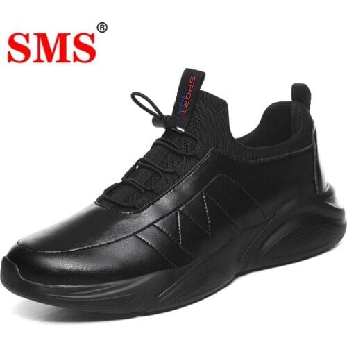 SMS Mens Running Shoes High Quality Sneakers Fashion Light Flats Outdoor Sport Shoes Lace-Up Breathable Male Footwear Plus Size
