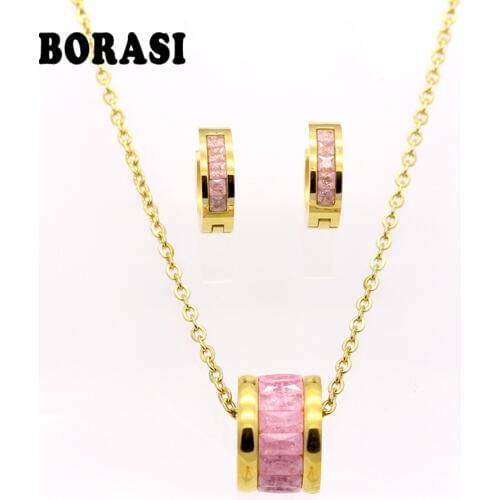New Austrian Crystal Jewelry Set For Women Gold Color Round Style Necklaces & Pendants /Earrings Sets parure bijoux Femme