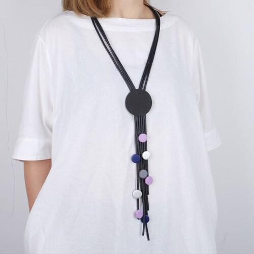 YD&YDBZ Handmade Wood Pendant Necklaces Women Gothic Rubber Long Tassel Necklace Ethnic Sweater Chain Clothes Jewellery Match