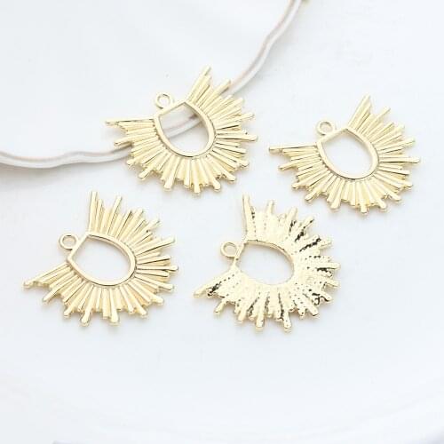 Zinc Alloy Gold Pendant Geometric Exaggerated Sun Flowers Charms 28*34mm 6pcs/lot For DIY Jewelry Earring Making Accessories