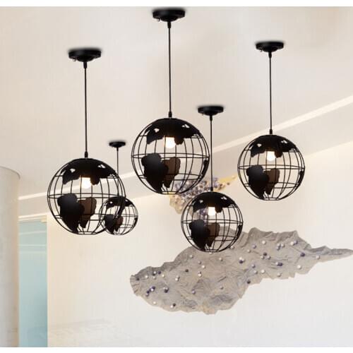 Nordic Earth Globe Pendant Lights Modern Metal Led Hanging Lamp Living Room Kitchen Bar Cafe Suspension Luminaire Home Art Decor