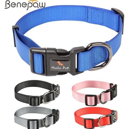 Benepaw Sturdy Dog Collar Adjustable Durable Quick Release Safety Locked Buckle Nylon Pet Collar For Small Medium Big Dogs