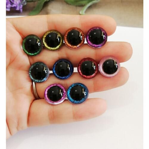 40pcs/lot--13mm-28mm clear round shape glitter toy safety eyes & glitter fabric & hard washer--color&size option for diy finding