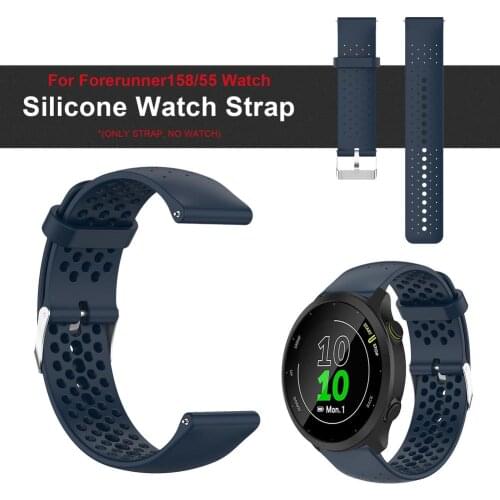 0.8in Silicone Smart Watch Strap Watchband 120mm Long Substitute Strap Waterproof Dustproof For Garmin Fore runner158/55 Watch