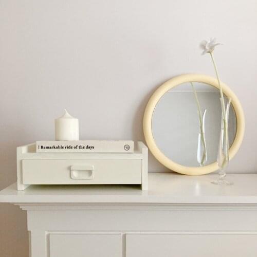 Retro Makeup Mirror Decorative Wooden Cream White Korean home decor