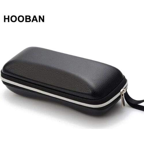 Luxury Black PU Leather Glasses Cases High Quality Zipper Sunglasses Case Protective Box