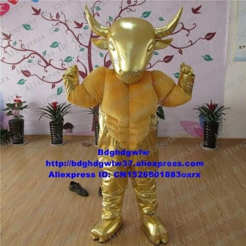 Golden Kerbau Buffalo Bison Wild Ox Bull Cattle Calf Mascot Costume Adult Character Beauty Parlor Prevalent Prevailing zx2341