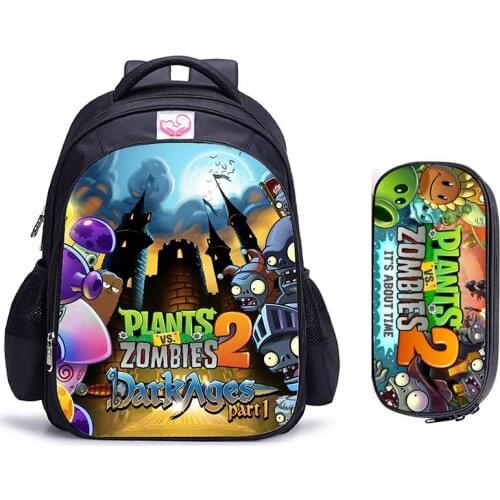 16 Inch Plants VS Zombie School Backpack Hot Game School Backpack for Girls Boys Book Bag Shoulder Backpacks Mochila Infantil