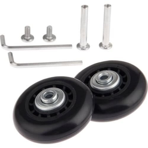 2kits 60x17mm Suitcase Replacement Wheels Travel Luggage Wheel OD 6mm Rubber Steel Axles+screws+Wrenches Repair Part Tools Set