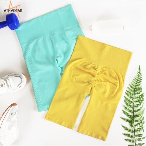 ATHVOTAR Sports Shorts Women High Waist Seamless Running Work Out Fitness Shorts Femme Sexy Fashion Casual Exercise Shorts